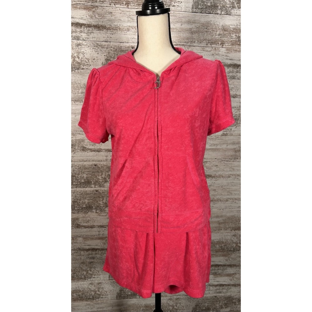 Juicy Couture Velour Short Sleeve Tracksuit Set Large L Liquorice Rhinestone NEW